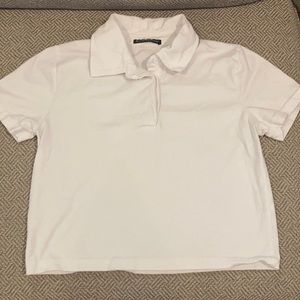 Brandy Melville White Polo Top 
Boxy Crop Top